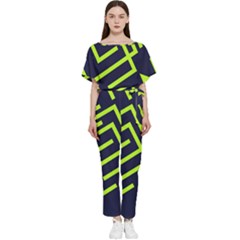 Abstract Pattern Geometric Backgrounds   Batwing Lightweight Chiffon Jumpsuit by Eskimos