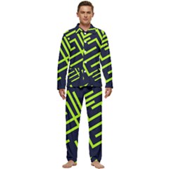 Abstract Pattern Geometric Backgrounds   Men s Long Sleeve Velvet Pocket Pajamas Set by Eskimos