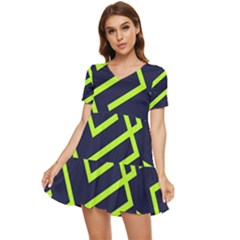 Abstract Pattern Geometric Backgrounds   Tiered Short Sleeve Babydoll Dress by Eskimos