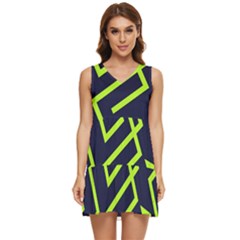 Abstract Pattern Geometric Backgrounds   Tiered Sleeveless Mini Dress