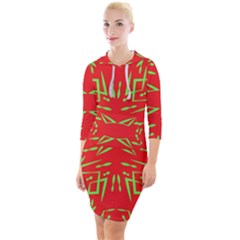 Abstract Pattern Geometric Backgrounds   Quarter Sleeve Hood Bodycon Dress by Eskimos