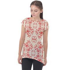 Abstract Pattern Geometric Backgrounds   Cap Sleeve High Low Top by Eskimos