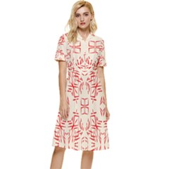 Abstract Pattern Geometric Backgrounds   Button Top Knee Length Dress