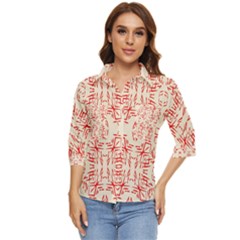 Abstract Pattern Geometric Backgrounds   Women s Quarter Sleeve Pocket Shirt