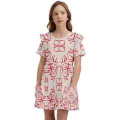 Abstract Pattern Geometric Backgrounds   Kids  Frilly Sleeves Pocket Dress