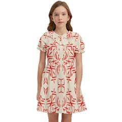 Abstract Pattern Geometric Backgrounds   Kids  Bow Tie Puff Sleeve Dress