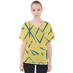 Abstract Pattern Geometric Backgrounds   V-neck Dolman Drape Top by Eskimos