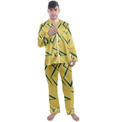 Abstract Pattern Geometric Backgrounds   Men s Long Sleeve Satin Pajamas Set