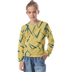 Abstract Pattern Geometric Backgrounds   Kids  Long Sleeve Tee With Frill 