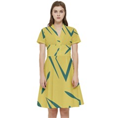 Abstract Pattern Geometric Backgrounds   Short Sleeve Waist Detail Dress by Eskimos