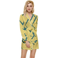 Abstract Pattern Geometric Backgrounds   Long Sleeve Satin Robe by Eskimos