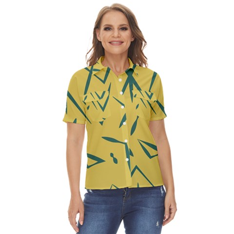 Abstract Pattern Geometric Backgrounds   Women s Short Sleeve Double Pocket Shirt by Eskimos