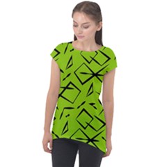 Abstract Pattern Geometric Backgrounds   Cap Sleeve High Low Top by Eskimos