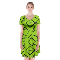 Abstract Pattern Geometric Backgrounds   Short Sleeve V-neck Flare Dress by Eskimos