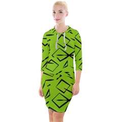 Abstract Pattern Geometric Backgrounds   Quarter Sleeve Hood Bodycon Dress by Eskimos