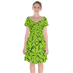 Abstract Pattern Geometric Backgrounds   Short Sleeve Bardot Dress by Eskimos