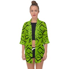 Abstract Pattern Geometric Backgrounds   Open Front Chiffon Kimono by Eskimos