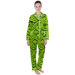 Abstract Pattern Geometric Backgrounds   Satin Long Sleeve Pajamas Set by Eskimos