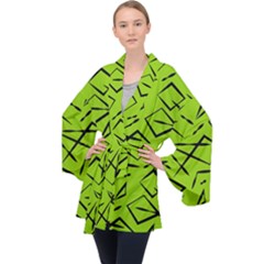 Abstract Pattern Geometric Backgrounds   Long Sleeve Velvet Kimono  by Eskimos