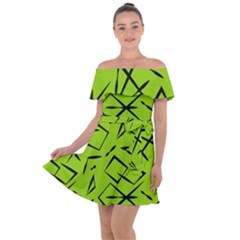 Abstract Pattern Geometric Backgrounds   Off Shoulder Velour Dress by Eskimos