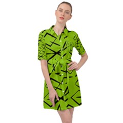 Abstract Pattern Geometric Backgrounds   Belted Shirt Dress by Eskimos