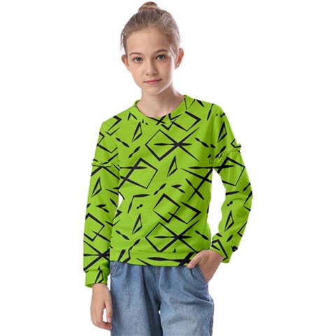 Abstract Pattern Geometric Backgrounds   Kids  Long Sleeve Tee With Frill  by Eskimos