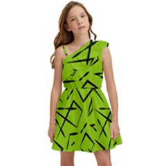 Abstract Pattern Geometric Backgrounds   Kids  One Shoulder Party Dress by Eskimos