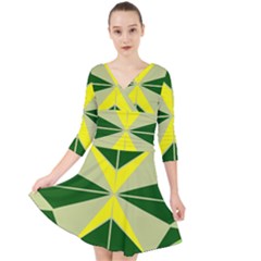 Abstract Pattern Geometric Backgrounds   Quarter Sleeve Front Wrap Dress