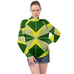 Abstract Pattern Geometric Backgrounds   High Neck Long Sleeve Chiffon Top by Eskimos