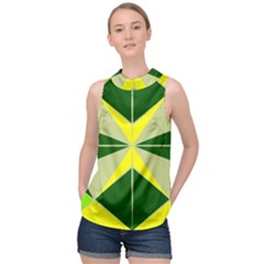 Abstract Pattern Geometric Backgrounds   High Neck Satin Top by Eskimos