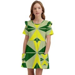 Abstract Pattern Geometric Backgrounds   Kids  Frilly Sleeves Pocket Dress