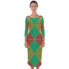 Abstract Pattern Geometric Backgrounds   Quarter Sleeve Midi Bodycon Dress