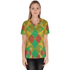 Abstract Pattern Geometric Backgrounds   Women s V-neck Scrub Top by Eskimos