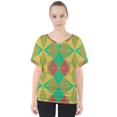 Abstract Pattern Geometric Backgrounds   V-neck Dolman Drape Top by Eskimos