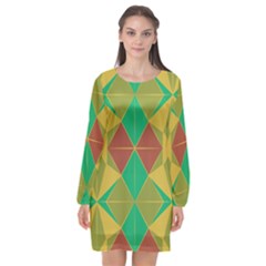 Abstract Pattern Geometric Backgrounds   Long Sleeve Chiffon Shift Dress  by Eskimos