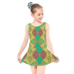 Abstract Pattern Geometric Backgrounds   Kids  Skater Dress Swimsuit by Eskimos