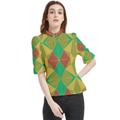 Abstract Pattern Geometric Backgrounds   Frill Neck Blouse