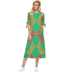 Abstract Pattern Geometric Backgrounds   Bow Sleeve Chiffon Midi Dress by Eskimos