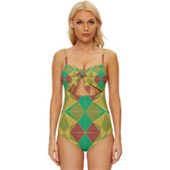 Abstract Pattern Geometric Backgrounds   Knot Front One-piece Swimsuit