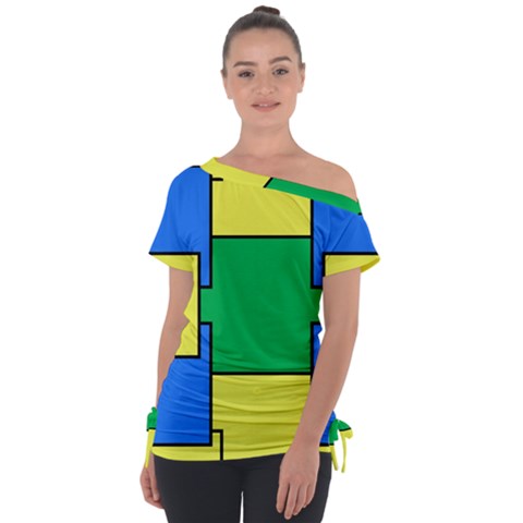 Abstract Pattern Geometric Backgrounds   Off Shoulder Tie-up Tee by Eskimos