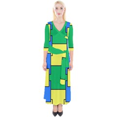 Abstract Pattern Geometric Backgrounds   Quarter Sleeve Wrap Maxi Dress by Eskimos