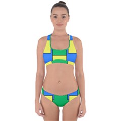 Abstract Pattern Geometric Backgrounds   Cross Back Hipster Bikini Set by Eskimos