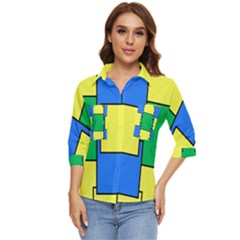 Abstract Pattern Geometric Backgrounds   Women s Quarter Sleeve Pocket Shirt