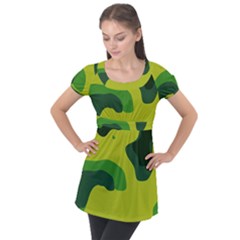 Abstract Pattern Geometric Backgrounds   Puff Sleeve Tunic Top by Eskimos