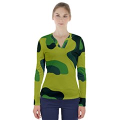 Abstract Pattern Geometric Backgrounds   V-neck Long Sleeve Top by Eskimos