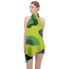 Abstract Pattern Geometric Backgrounds   Halter Asymmetric Satin Top by Eskimos