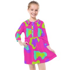 Abstract Pattern Geometric Backgrounds   Kids  Quarter Sleeve Shirt Dress by Eskimos