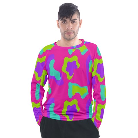 Abstract Pattern Geometric Backgrounds   Men s Long Sleeve Raglan Tee by Eskimos