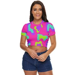 Abstract Pattern Geometric Backgrounds   Side Button Cropped Tee