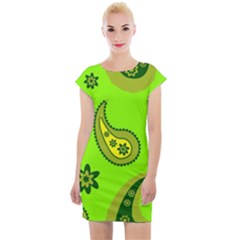 Floral Pattern Paisley Style Paisley Print  Doodle Background Cap Sleeve Bodycon Dress by Eskimos